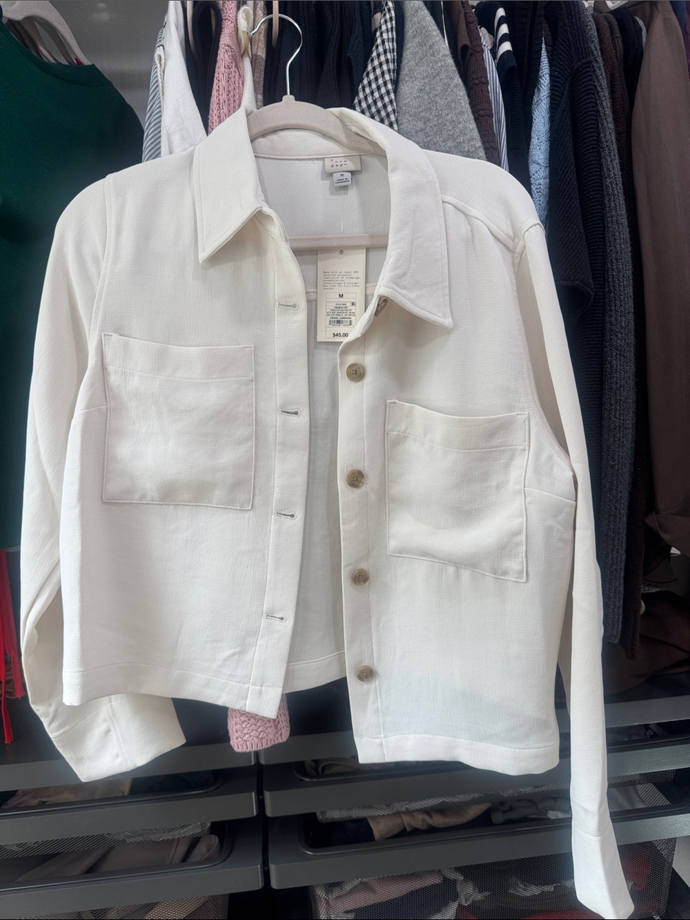 a new day Cream Button-Front Utility Jacket